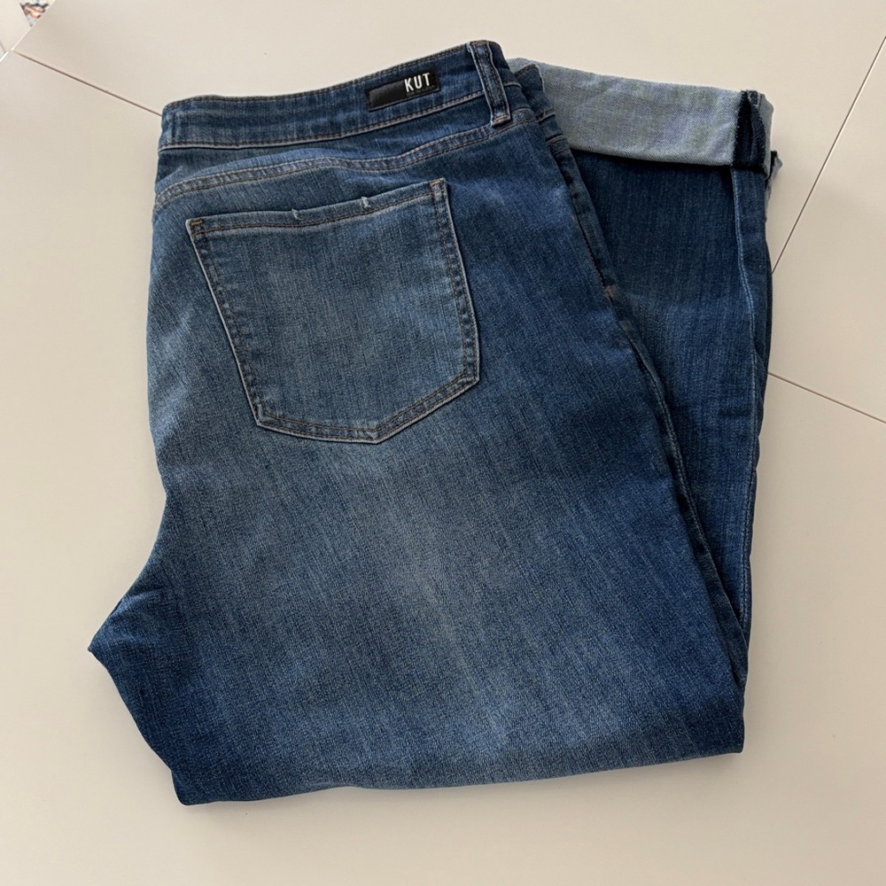 Kut from the Kloth Women’s Catherine Fab Ab Boyfriend Dark Blue Straight Jeans